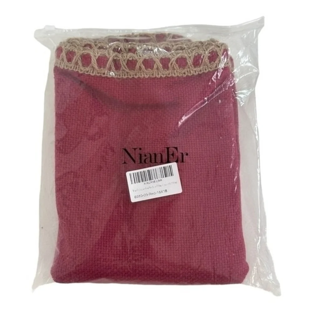 NianEr Burgundy Red Tan Decorative Pillow Covers 18